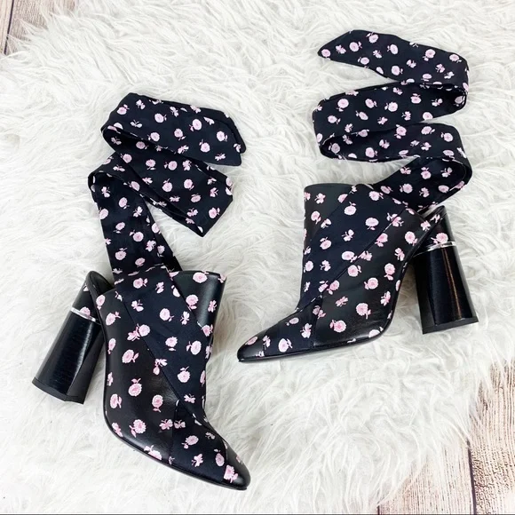 3.1 Phillip Lim Black and Pink Floral Heels - Picture 1 of 12